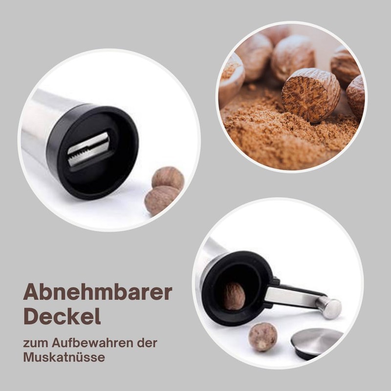 Topanbieter999 Nutmeg Grinder Stainless Steel with Storage Container and Folding