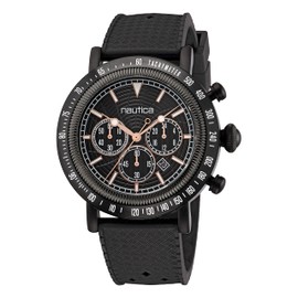 Nautica Men's Spettacolare Reissue Black Silicone Strap Watch (Model: NAPSPF202)