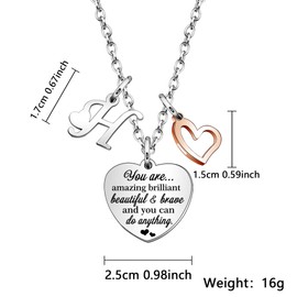 KENYG Necklace Gift for Boys Girls Heart Shape Pendant Necklaces With 26 Initial Letters,Inspirational Necklace for Daughter Niece Sistes Best Friends (H)