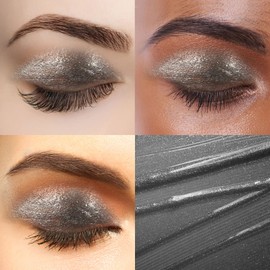 Diamond Glitter Liquid Eyeshadow & Eyeliner Pen, Starry Sequins Mermaid Eye Shadow, Crease Resistant, Long Lasting and Pigmented Sparkling & Shimmer Eyes Makeup(#05 Black Grey)