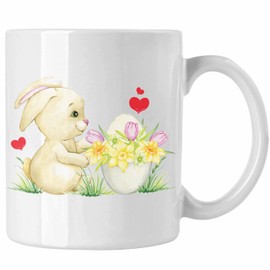 Trendation - Cup Easter Gifts Children Teenagers Gifts Funny Graphic Easter Bunny Easter Egg (White)