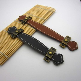 HEALLILY Leather Furiture Handle Trunk Pull Handle Luggage Strap Replacement for Home Drawer Hardware Supplies 2Pcs (Light Brown)