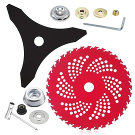 9" x 36 Teeth Carbide Tipped Brush Cutter Blades& 10" x 3 Teeth Brush Cutter Blade,Round Chainsaw Carbon Steel Brush Cutter Blades with Adapter Kit,Weed Lawn Trimmer Tools for Brush Cutter Weed Eater