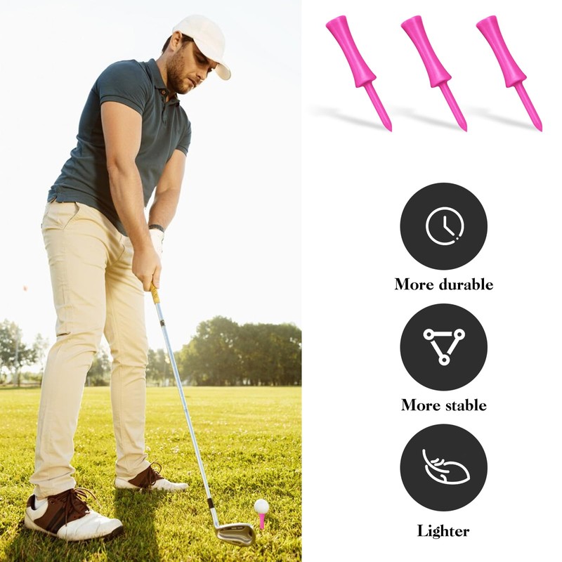 LTMMC 50PCS Pink Golf Tees Plastic, 57mm Long Golf Tees,