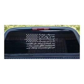 American Flag Pledge of Allegiance Vinyl Truck Window Sticker Decal (10"x20")