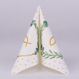 Mank Airlaid Napkins | Perfect for Catering and Celebrations | Textile-like and Absorbent | Pack of 50 | Eucalyptus | Heart | Chalice | Fish | (40 x 40 cm Fish)