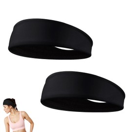 2 PCS Sports Headband, Head Bands Men, Running Headband, Sweat Bands Head, for Men and Women, Sports, Workout, Running, Cycling and Yoga(Black)