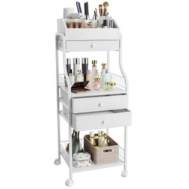 HapiRm Floor Makeup Organizer Storage - Vanity Skincare Make Up Organizers and Storage with Drawers, Cosmetics Display Cases Holder for Skin Care Nail Polish Perfume Makeup Brush
