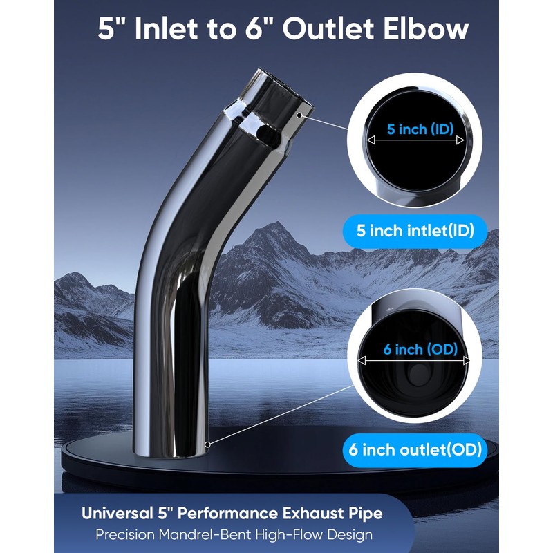5 inch Diesel Exhaust, 5'' Inlet 6'' Outlet 23'' Long