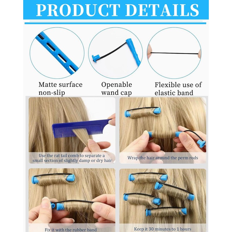YATEICBC Pack of 40 Small Perm Curlers, 0.35 Inch Perm