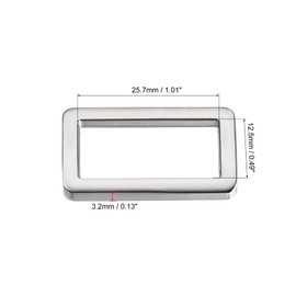 sourcing map Metal Rectangle Ring Buckles 25.7x12.5mm for Bags Belts DIY Silver Tone 6pcs