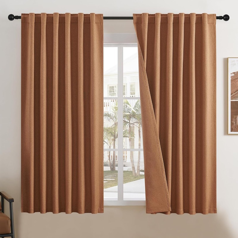 DUALIFE - Cortinas 100 opacas de lino texturizado de 84