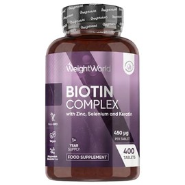 Biotin Tablets with Keratin, Zinc & Selenium - 400 Tablets - 1+ Year Supply