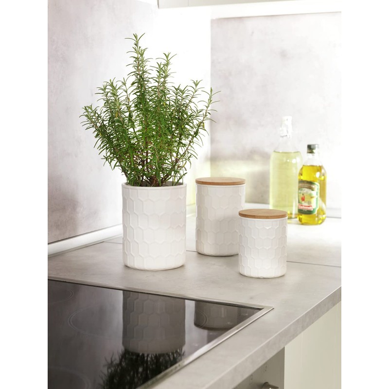 WENKO Maya Storage Tin Made of High-Quality White Ceramic with