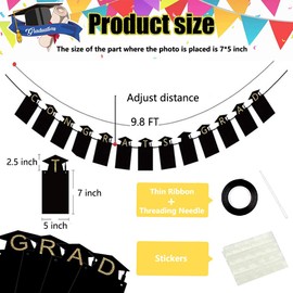 JOINSI 3 Pcs Class of 2024 Graduation Photo Banner - Congrats Grad Picture Frame Decoration Party Supplies