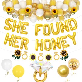 JeVenis She Found Her Honey Sign Bride to Bee Bridal Shower Decoration Balloons Backdrop Sunflowers Wedding Bride to Be Engagement Banner Props