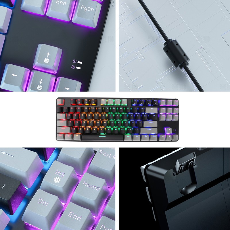 87 Key Mechanical Keyboard RGB Backlight Blue Switch Quick Response