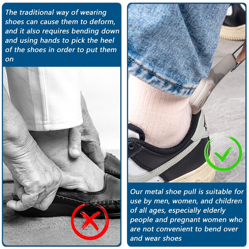 Folding Mini Metal Shoe Pulls 5.7 Inch - Travel Friendly