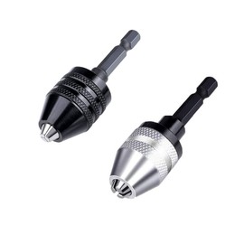 Keyless Drill Chuck Conversion Tool 1/4" Hex Shank Keyless Chuck Collet Capacity 0.3-6.5mm for Electric Screwdriver Drill Adapter (0.3-6.5mm 2 Pcs Set)