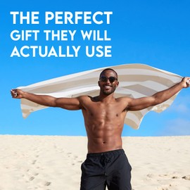 Dock & Bay Beach Towel - Quick Dry, Sand Free - Compact, Lightweight - 100% Recycled - Includes Bag - Cabana Light - Bora Bora Beige - Extra Large (200x90cm, 78x35)