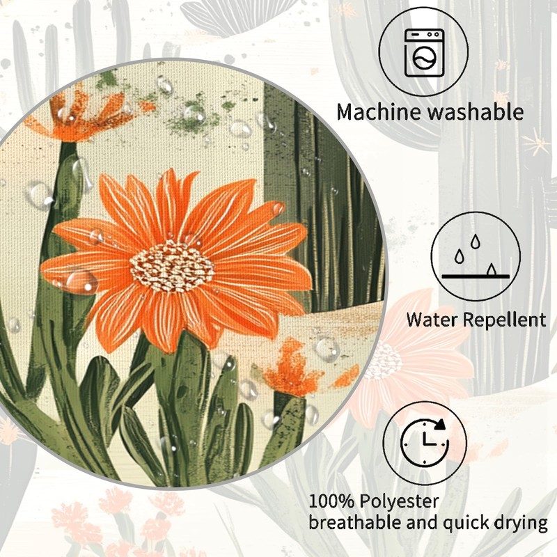 Western Cactus Shower Curtain, Tropical Desert Cactus Plant Southwest Shower