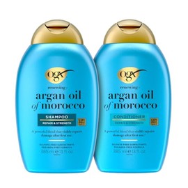 OGX Renewing + Argan Oil of Morocco - Juego de champú y acondicionador reparador de daños que ayuda a fortalecer y reparar el cabello seco y dañado, s