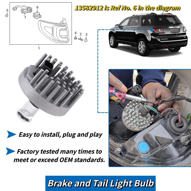13582912 Brake and Tail Light Bulb Compatible with 2013-2016 GMC