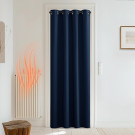 PONY DANCE Navy Blue Blackout Curtain - Eyelet Curtains for Kids Room Noise Reducing Decorative Solid Window Drape for Boys' Room, 1 Piece, Wide 52-inch x Drop 72-inch