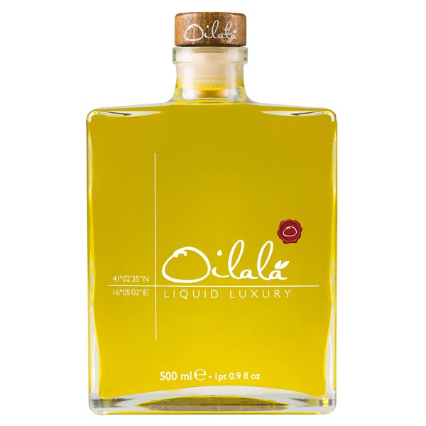 Oilala' Liquid Luxury Coratina Extra Virgin Olive Oil With Gift Box 500 ml (16.9 oz) - Robust - Gold Medal NYC IOOC - From Puglia
