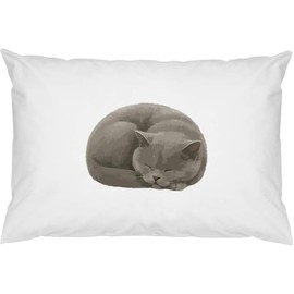 Azeeda 2 x 'Curled Up Sleeping British Shorthair Cat' Cotton Pillow Cases (PW00044328)