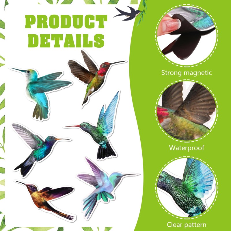 MWOOT 12 Pieces Hummingbird Screen Door Magnets Decorative,Flexible Double Sided