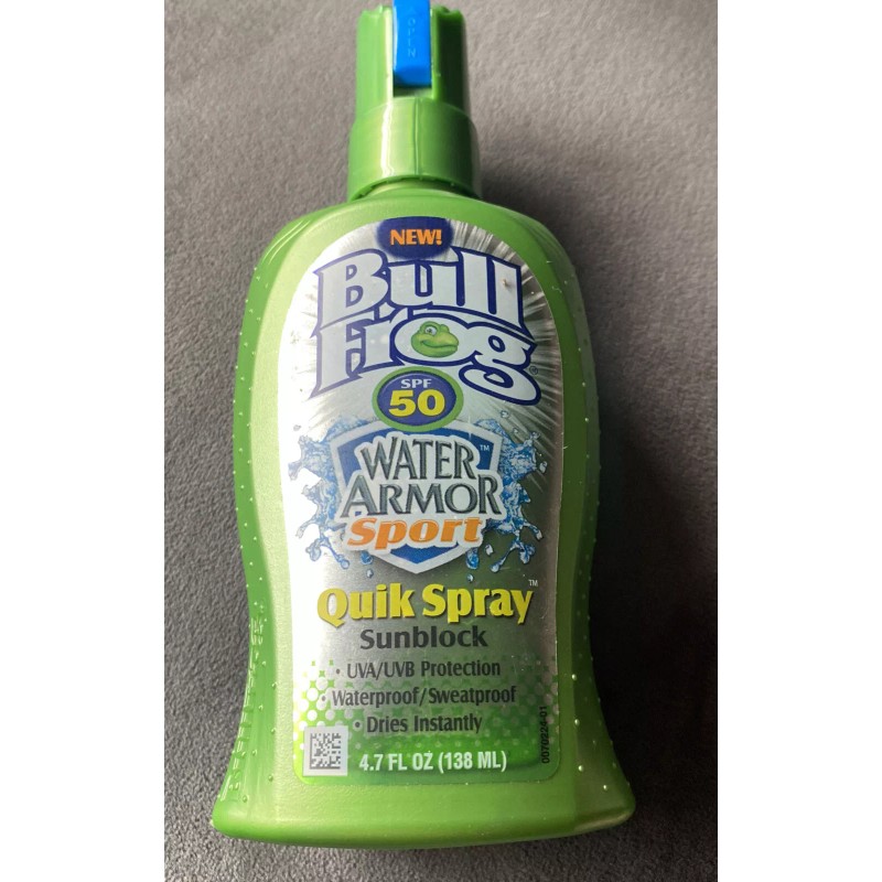 Bull Frog SPF 50 Sunblock Water Armor Sport Quick Spray