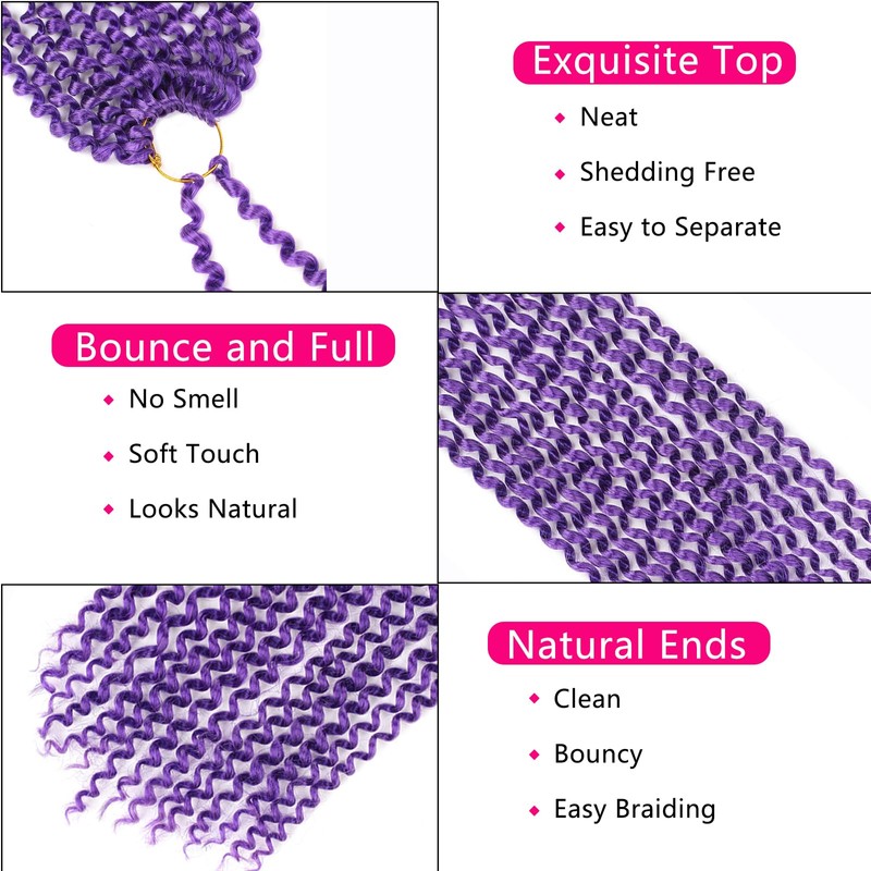 Purple Passion Twist Hair 24 Inch 5 Packs Water Wave