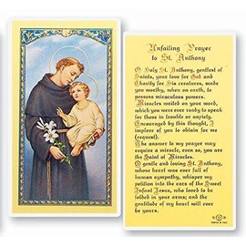 Hirten Saint Anthony Unfailing Prayer Laminated Holy Card (Pack of 25)
