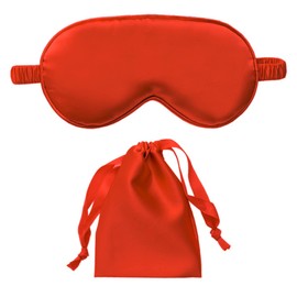 Lotsdonxia 2-Pack Silk Sleep Masks with Storage Bag – Adjustable Elastic Sleep Masks for Men and Women to Block Light and Reduce Puffiness (Red)