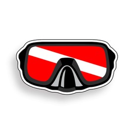 Scuba Diver Mask Vinyl Decal Diver Down Flag Sticker