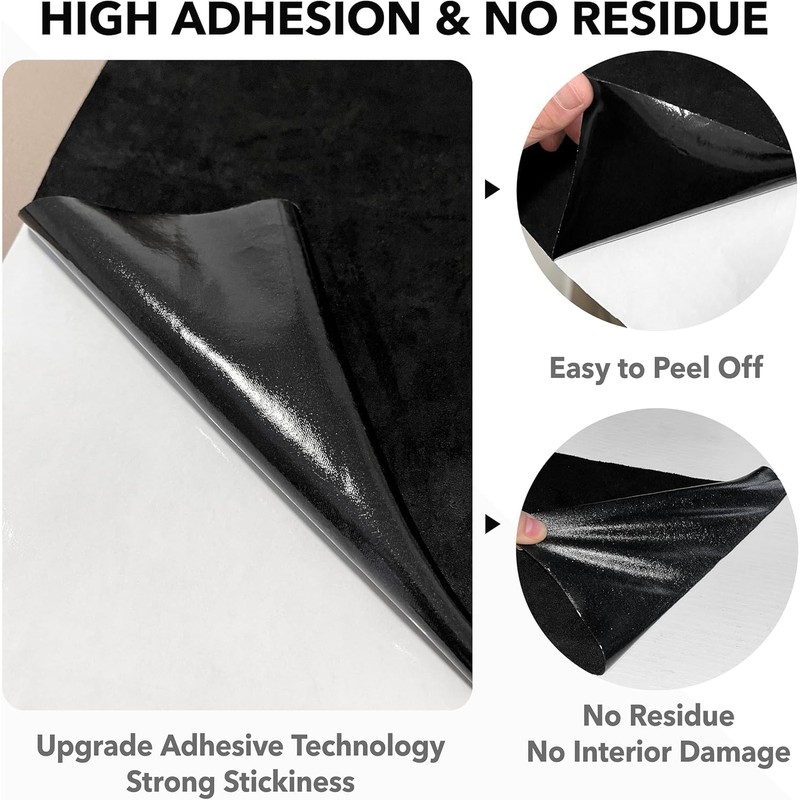 XCMVCN 17x72 inch Premium Black Suede Fabric Wrap, Self-Adhesive Microfiber