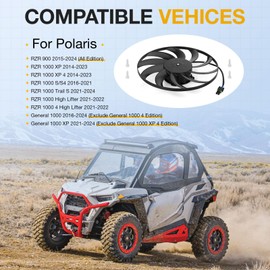 Radiator Cooling Fan Kit for Polaris RZR 900 1000 General 1000-2 Seater 2014-2024 2412447 2413207