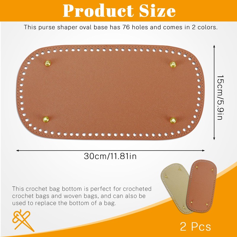 Realand 2Pcs Oval Large Size Purse Bottoms for Crocheting, with