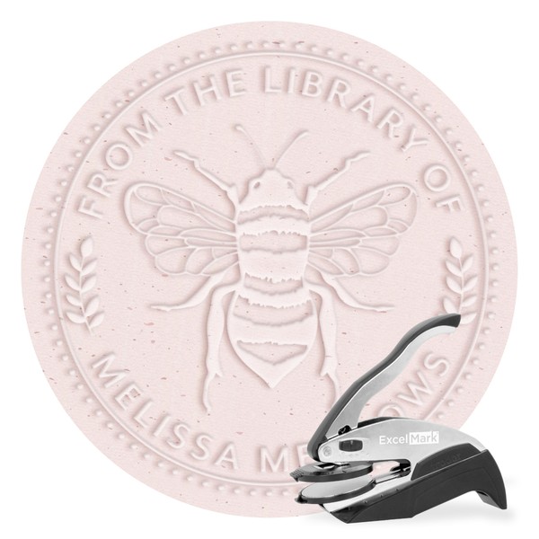 ExcelMark Personalized Book Embosser - Vintage Bee (Round)