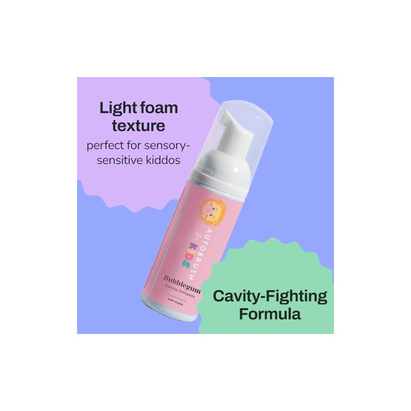 AutoBrush Foaming Kids Bubblegum Pasta dental – Sin fluoruro –