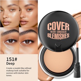 Concealer Cushion with Brush – Full Coverage Waterproof Foundation for Scars, Blemishes & Dark Circles, Lightweight, Long-Lasting Makeup for Face & Body