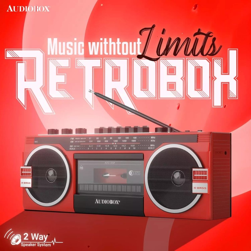 Audiobox Cassette Radio Player MP3 & Recorder W AM/FM/SW Bluetooth