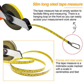 Roll Tape Measure 50 m, Long Tape Measure, High Precision Tape Measure, Measuring Tape with Ergonomic Handle, Metre Measure for Construction Sites