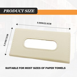 Car Sun Visor Napkin Tissue Holder, Leather Backseat Tissue Holder, Car Masks Dispenser for Universal Auto, Sun Visor Accessory (Beige)