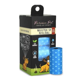 Parisian Pet Ecofriendly Dog Poop Bags Rolls - 160 Count Unscented Poop Bags For Dogs - Leakproof, Extra Thick, 8 Dog Waste Bags Refill Rolls - Polka Dot Blue Doggie Poop Bags - Fits All Dispenser
