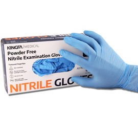 KINGFA Nitrile Medical Exam Gloves - 510(k), Powder Free, Latex Free, 4 mil Thickness, Blue (Case of 1,000) (Small)
