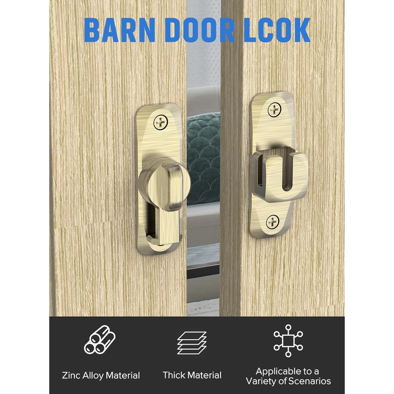 MeBantoo 90/180 Degree Flip Barn Door Lock, Protect Privacy -