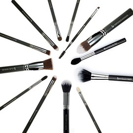 Kabuki Juego de brochas de maquillaje incluye base, colorete, bronceador, corrector, pinceles minerales, Negro, 13 pc Expert Beauty Junkees Set       