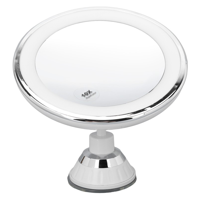 Suction Cup Makeup Mirror 10x with 3 Light Colors Battery